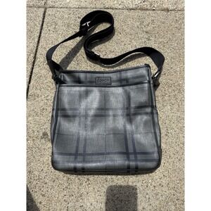 Coach Black & Gray PVC Tattersall Messenger‎ Bag F71061